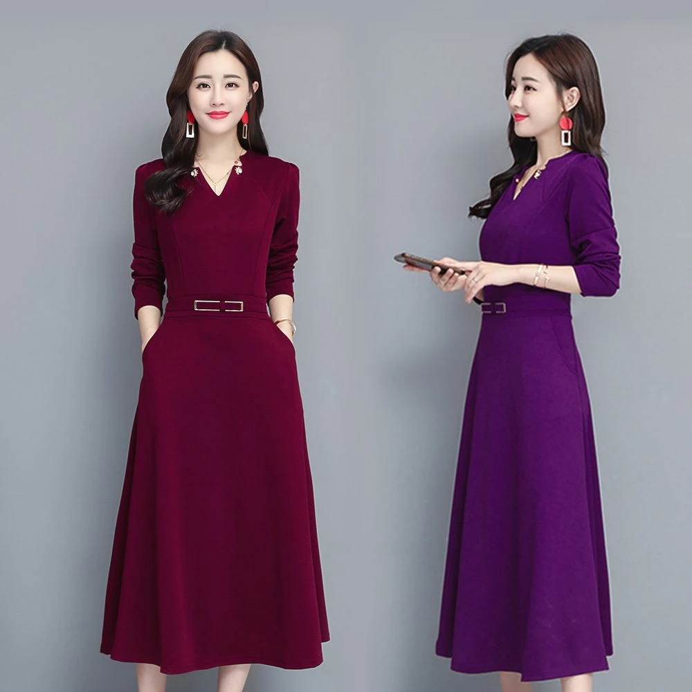 Mua 2023 New Girl Dress Váy liền cổ tròn khí chất dài tay cho mẹ váy chữ A  in hoa thời trang thu đông phong cách Hàn Quốc  Tiki