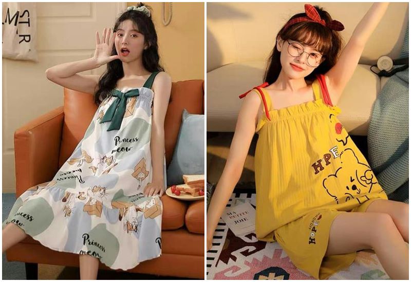 Váy Đầm Ngủ Hai Dây Nữ Bản To Dáng Suông Đuôi Cá Dễ Thương Sexy Chất Thun  Cotton Mềm Mát   Hazomicom  Mua Sắm Trực Tuyến Số 1 Việt Nam