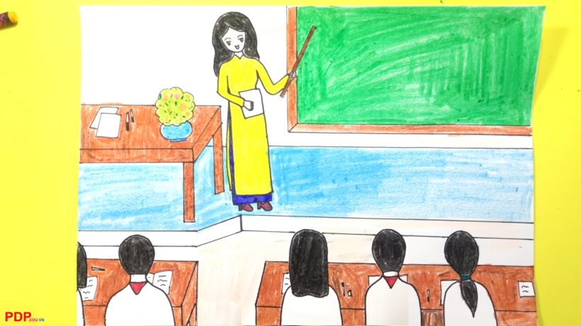 vẽ cô giáo anime – #40 Cách vẽ CÔ GIÁO MẶC ÁO DÀI | How to draw a teacher |  DIN DIN TV - TRẦN HƯNG ĐẠO